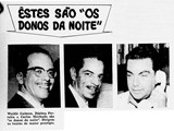 matéria na Revista do Rádio (1960), falando dos "donos da noite" no Rio de Janeiro. Da esquerda para a direita: Waldir Calmon, Djalma Ferreira, e o produtor e diretor de espetáculos Carlos Machado.